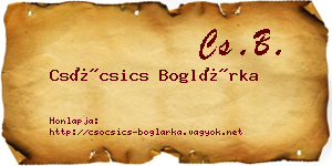 Csócsics Boglárka névjegykártya